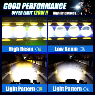 Royal Piston LED Fog Light For Bike | 120W Devil Eye Powerful Flood Lamp | August 2024 Edition with Full Harness Kit & Switch | Fog Lamp for Bike/Car/Jeep (Wider Throw) (4 Lens)