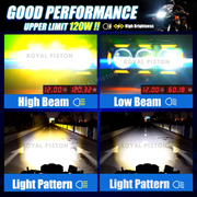 Royal Piston LED Fog Light For Bike | 120W Devil Eye Powerful Flood Lamp | With Full Harness Kit & Waterproof | Fog Lamp for Bike/Car/Jeep (Wider Throw)