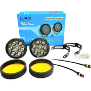 Royal Piston New 7 LED Powerful LED Fog Light | High Wattage DC Auxiliary Fog Lights | with Harness Kit Yellow White Light