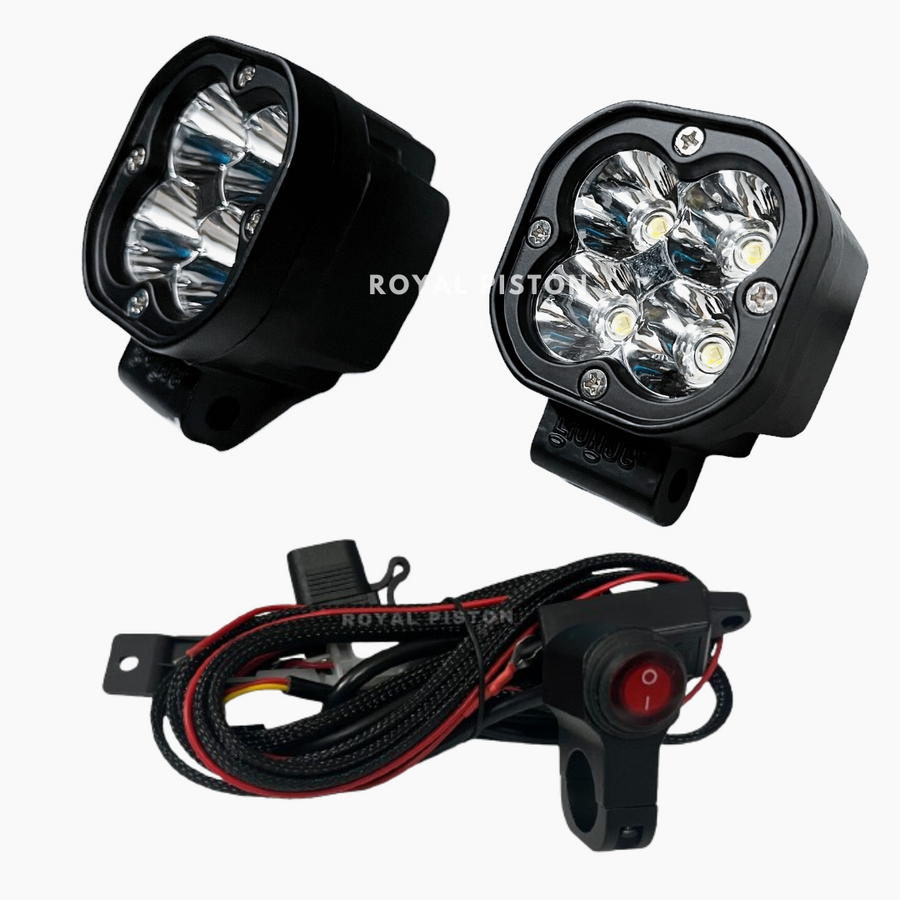 Roya Piston HJG Dual Beam LED Fog Light with White, Yellow Wide Light Throw | Adjust Your Light | With Brightness Control Wiring Harness - Royal Piston