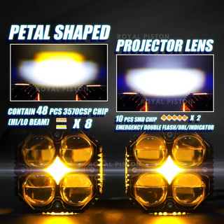Royal Piston LED Fog Light For Bike | 120W Devil Eye Powerful Flood Lamp | August 2024 Edition with Full Harness Kit & Switch | Fog Lamp for Bike/Car/Jeep (Wider Throw) (4x4 Lens)