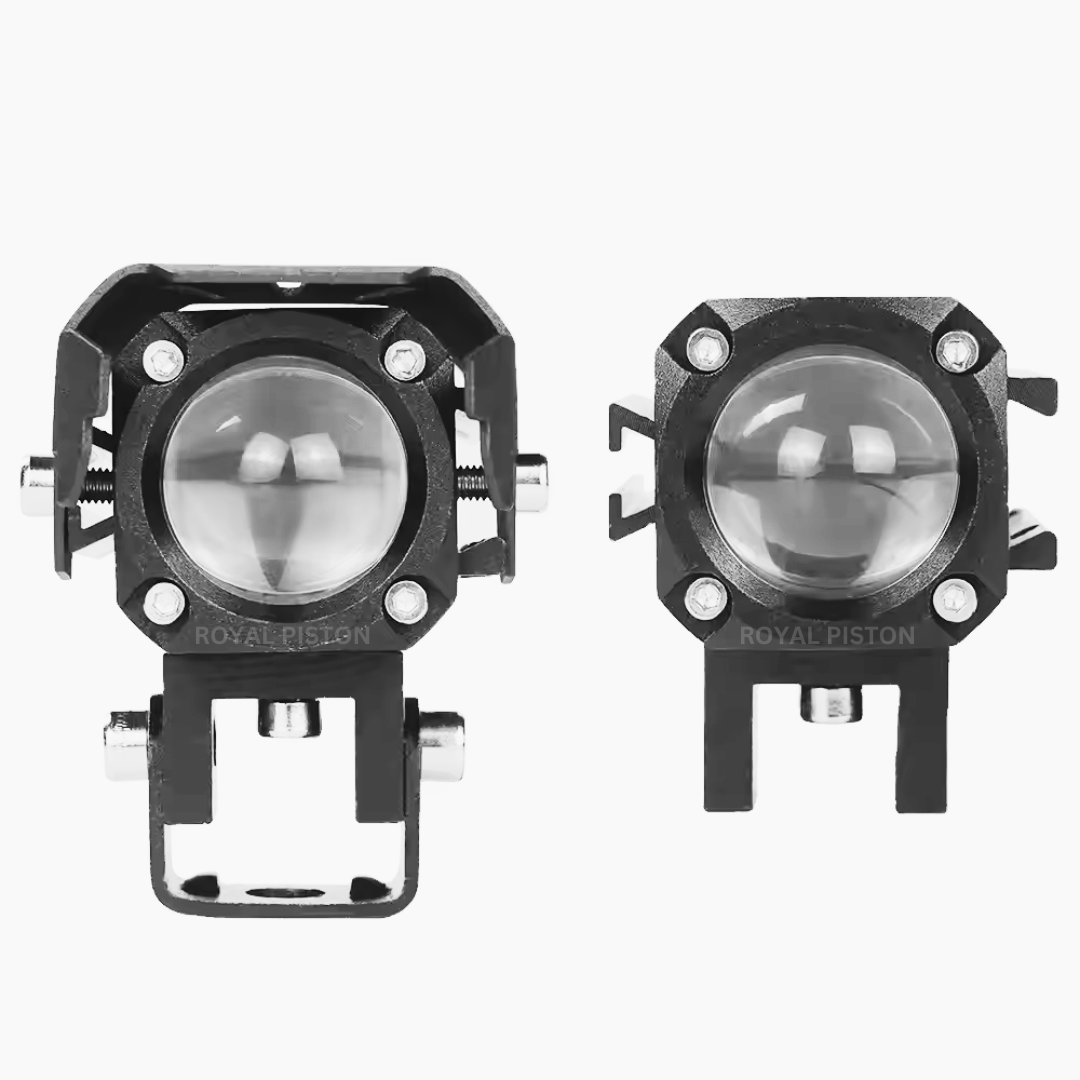 Royal Piston™ HJG Flashing Fog Lights - Your All-in-One Lighting! 3-in-1 Spot & Flood with Laser in Yellow + White + Red. For Bike/Car/Thar/Jeep, 2pc