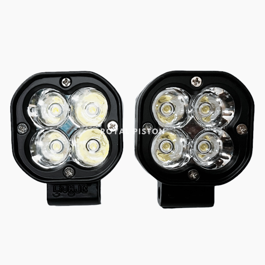 Roya Piston HJG Dual Beam LED Fog Light with White, Yellow Wide Light Throw | Adjust Your Light | With Brightness Control Wiring Harness