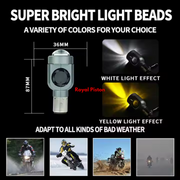 Royal Piston LIUHJG Super Bright LED Motorcycle Headlight – AC/DC 12V-36V, 30W-50W, 30000LM-5000LM, Waterproof, Dual Color Beam (White + Yellow), Fan Cooled