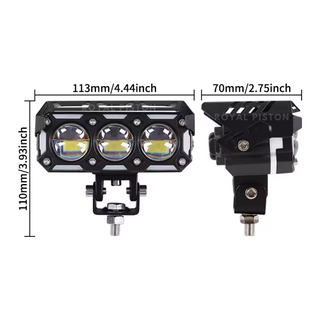 Royal Piston LED Fog Light For Bike | 120W Devil Eye Powerful Flood Lamp | With Full Harness Kit & Waterproof | Fog Lamp for Bike/Car/Jeep (Wider Throw)