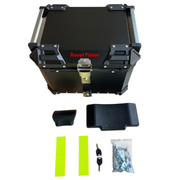 Royal Piston Premium Motorcycle Top Box – 45L Aluminum Alloy Storage with Padded Interior | Lockable | Weatherproof | Universal Fit for Touring Bikes