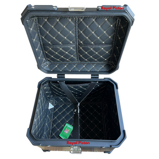 Royal Piston Premium Motorcycle Top Box – 45L Aluminum Alloy Storage with Padded Interior | Lockable | Weatherproof | Universal Fit for Touring Bikes - Royal Piston