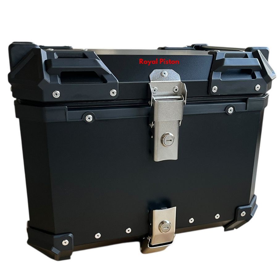 Royal Piston Premium Motorcycle Top Box – 45L Aluminum Alloy Storage with Padded Interior | Lockable | Weatherproof | Universal Fit for Touring Bikes