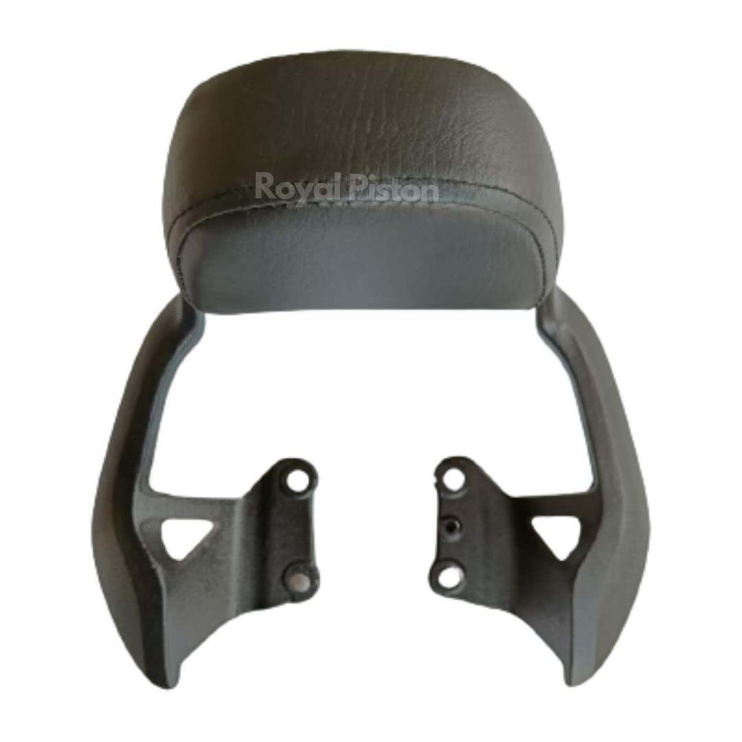 Royal Piston Premium Leather Backrest for Bike Compatible with Royal Enfield Hunter 350 (Black)