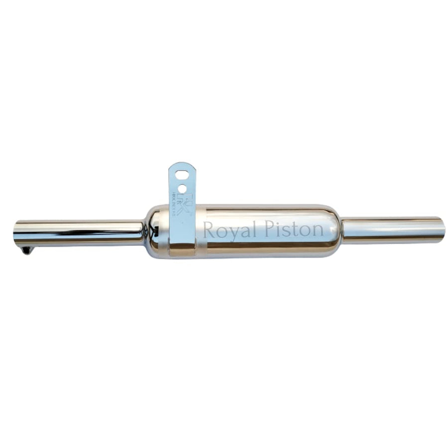 Royal Piston Original Indori Silencer | Shiny Chrome | Compatible with Bullet BS3, BS4, BS6, Bullet Electra, Bullet Standard | Original Sound - Royal Piston