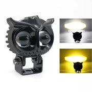 Royal Piston LED Fog Light: HJG Owl Fog Lights 12V, 40W, Dual Tone, 2-in-1 Light with Flood Light, Yellow & White. For Bike, Car, Thar, Jeep (1pc) - Royal Piston