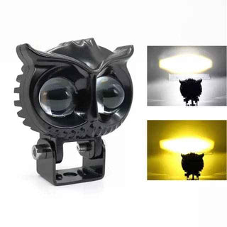 Royal Piston LED Fog Light: HJG Owl Fog Lights 12V, 40W, Dual Tone, 2-in-1 Light with Flood Light, Yellow & White. For Bike, Car, Thar, Jeep (1pc)