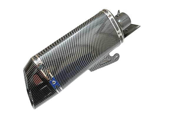 Royal Piston Universal Akrapovic Silencer - The Ultimate Weapon of Sound and Style for Every Sport Bike Enthusiast (Silver + Black)