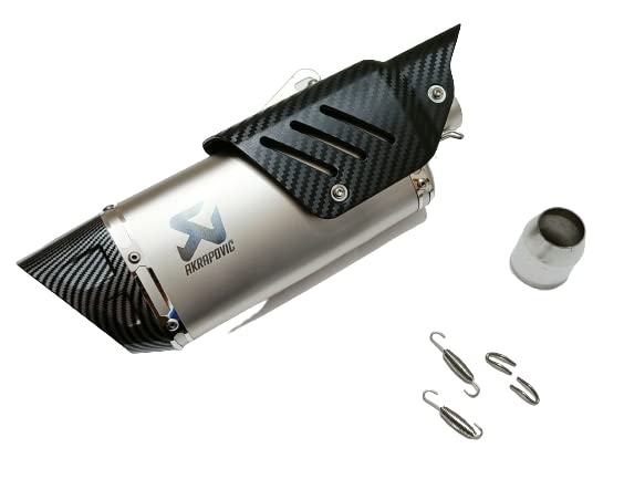 Royal Piston Universal Akrapovic Silencer - The Ultimate Weapon of Sound and Style for Every Sport Bike Enthusiast (Silver)