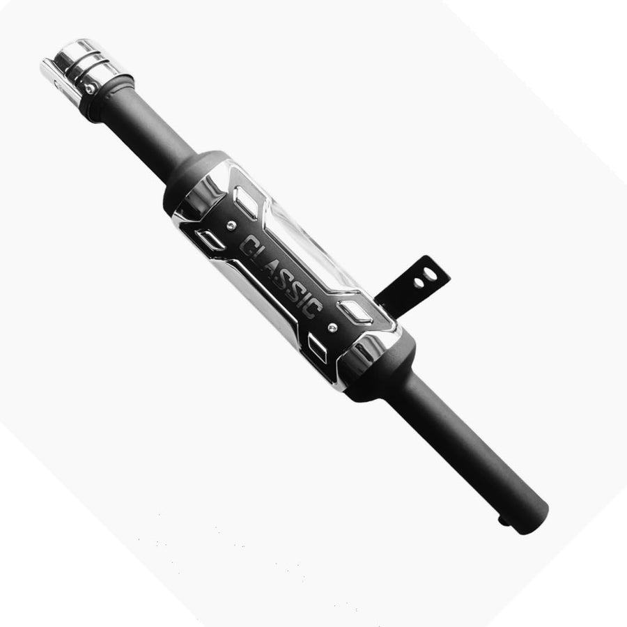 Royal Piston Original Indori Silencer: Compatible with Bullet BS3, BS4, BS6, Electra, Standard. Original Sound (New Chrome Plated Classic)! - Royal Piston