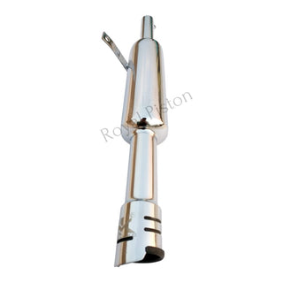 Royal Piston Original Indori Silencer: Compatible with Bullet BS3, BS4, BS6, Electra, Standard. Original Sound (Chrome Plan Reverse Cone)! - Royal Piston
