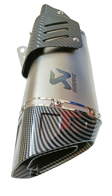 Royal Piston Universal Akrapovic Silencer - The Ultimate Weapon of Sound and Style for Every Sport Bike Enthusiast (Silver)