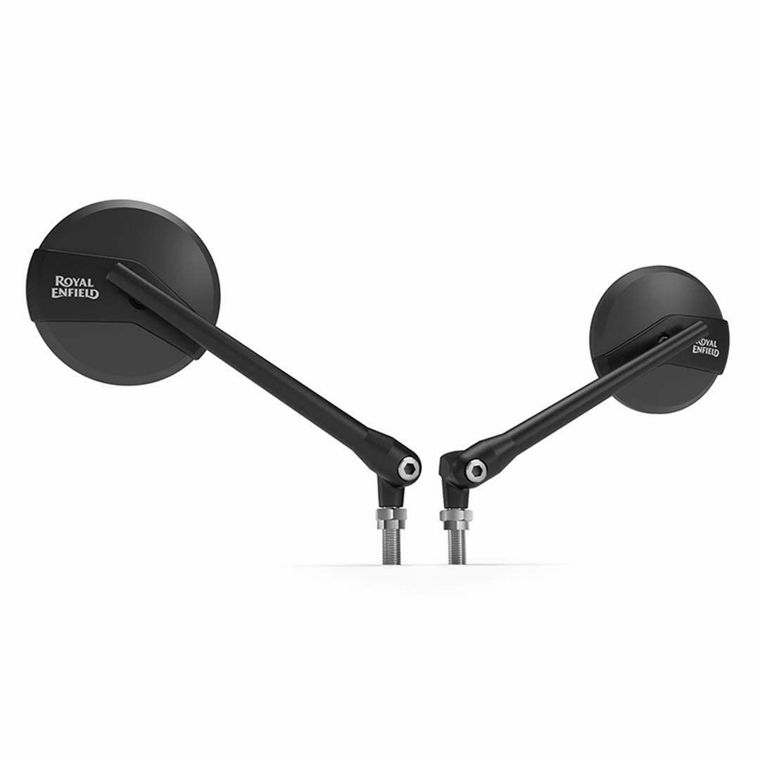 Royal Piston Touring Black Side Mirrors High Definition Round Clear View 360: Wide-Angle Side Mirror Compatible With Royal Enfield All Models