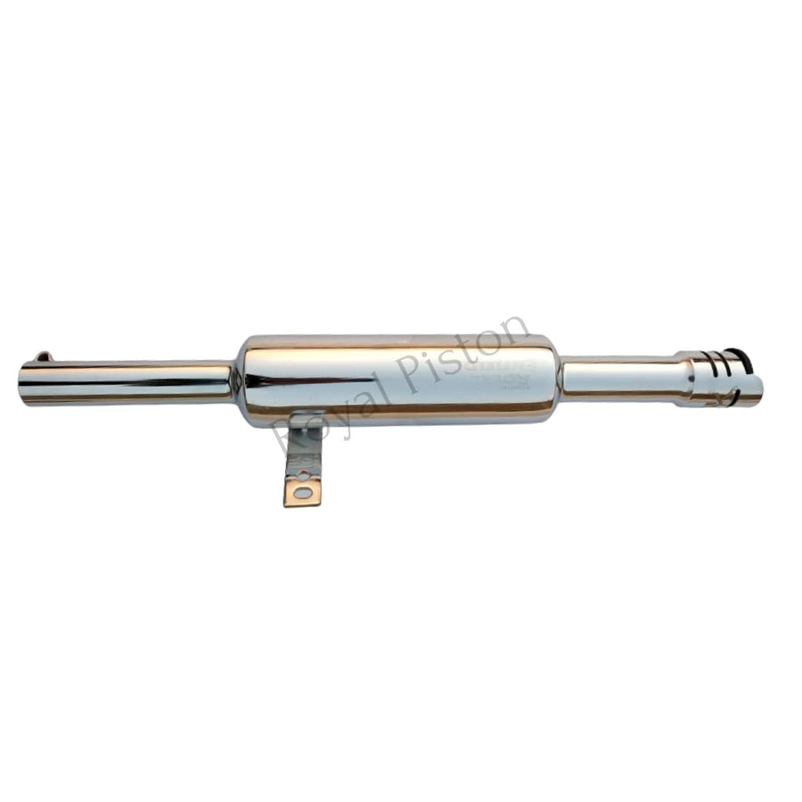 Royal Piston Original Indori Silencer: Compatible with Bullet BS3, BS4, BS6, Electra, Standard. Original Sound (Chrome Plan Reverse Cone)! - Royal Piston