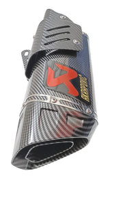 Royal Piston Universal Akrapovic Silencer - The Ultimate Weapon of Sound and Style for Every Sport Bike Enthusiast (Silver + Black)