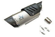 Royal Piston Universal Akrapovic Silencer - The Ultimate Weapon of Sound and Style for Every Sport Bike Enthusiast (Silver)
