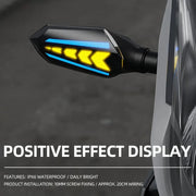 Royal Piston Universal Motorcycle LED Projector Handlebar Lamp: 12 LED, Double Color Flow Type Sequential 2-in-1 Yellow + Blue Indicators. 2pc