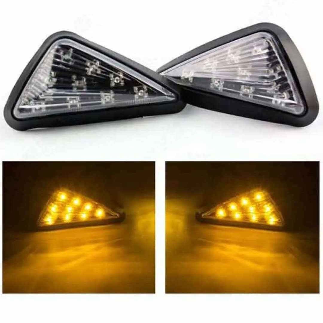 Royal Piston Universal Triangle Flush LED 2Pcs 12V Motorcycle Night Ride Lamp. Flashing Brake/Turn Signal Lights, Amber Visibility. (2pc Black)