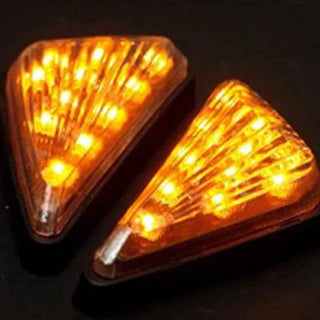 Royal Piston Universal Triangle Flush LED 2Pcs 12V Motorcycle Night Ride Lamp. Flashing Brake/Turn Signal Lights, Amber Visibility. (2pc Black)