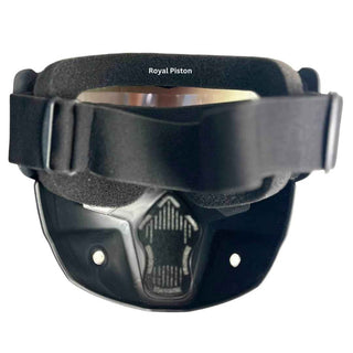 Royal Piston Motorcycle Full Face Mask Goggles Mask Motorcycle Splash & Wind Shield Outdoor Eye Protection Glasses | Eyewear Detachable Face Mask Anti Scratch (Transparent)