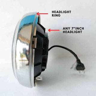 Royal Piston Heavy Built-in Duty RE Meteor 350 Headlight Ring in Premium Finish with Fitting Clips (Chrome)