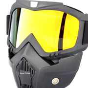 Royal Piston Motorcycle Full Face Mask Goggles Mask Motorcycle Splash & Wind Shield Outdoor Eye Protection Glasses | Eyewear Detachable Face Mask Anti Scratch (Yellow)
