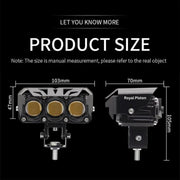 Royal Piston 3-Eye Fog Light with Switch - Mega Drive With Laser Spot Beam & Korean Led Chips Enhanced Arrival, Wider Coverage 3 Round LEDs For Bikes, Cars (6 Months Warranty)