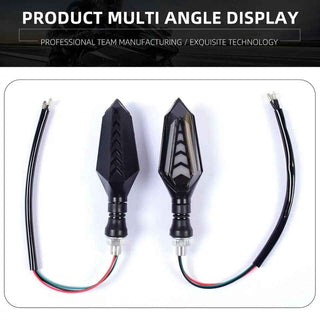 Royal Piston Universal Motorcycle LED Projector Handlebar Lamp: 12 LED, Double Color Flow Type Sequential 2-in-1 Yellow + Blue Indicators. 2pc