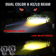 Royal Piston LED Fog Light: HJG Owl Fog Lights 12V, 40W, Dual Tone, 2-in-1 Light with Flood Light, Yellow & White. For Bike, Car, Thar, Jeep (pc)