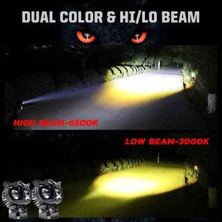 Royal Piston LED Fog Light: HJG Owl Fog Lights 12V, 40W, Dual Tone, 2-in-1 Light with Flood Light, Yellow & White. For Bike, Car, Thar, Jeep (pc)