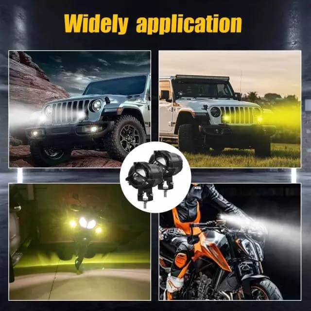 Royal Piston™  Y-Type LED Fog Light: 2-in-1 Spot Light with Wide Area Flood Light. Laser Fog in Yellow & White. For Bike/Car/Thar/Jeep (No Harness)