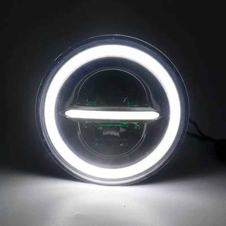 Royal Piston HJG Minus With Ring Headlight 110W: Latest 2023 CREE/Osram LED, High/Low Beam, DRL, Cool Amber Light. For Jeep/Thar (Pack of 2)