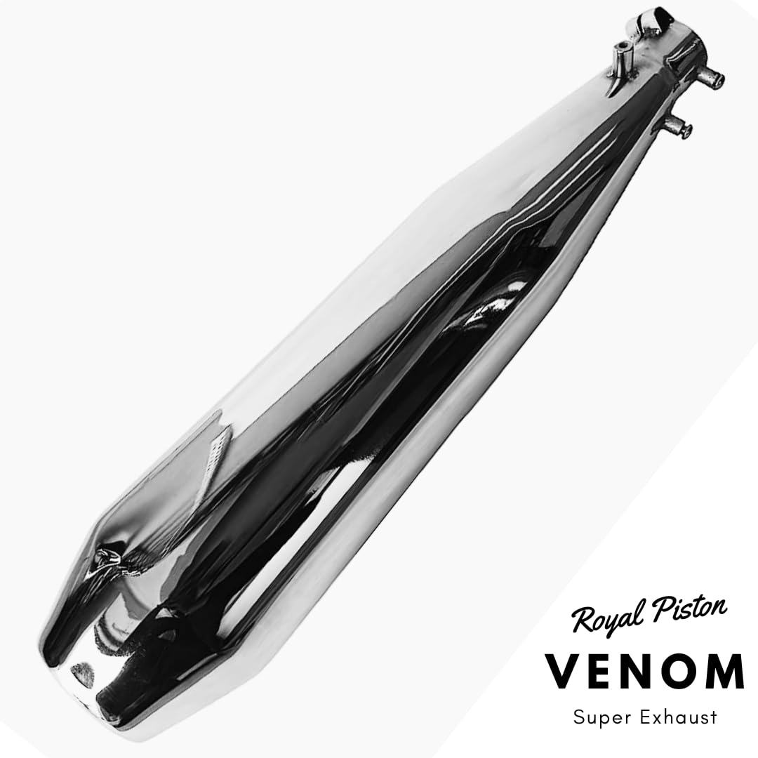 Royal Piston Venom Silencer Compatible With Royal Enfield Super Meteor 650cc Original Sound (Matte Classic Plate)