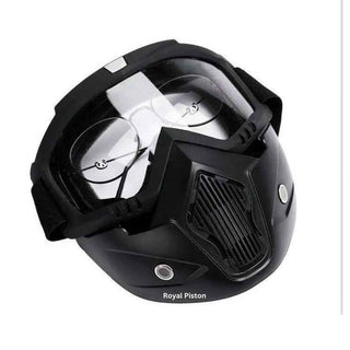 Royal Piston Motorcycle Full Face Mask Goggles Mask Motorcycle Splash & Wind Shield Outdoor Eye Protection Glasses | Eyewear Detachable Face Mask Anti Scratch (Transparent)