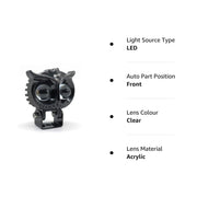 Royal Piston LED Fog Light: HJG Owl Fog Lights 12V, 40W, Dual Tone, 2-in-1 Light with Flood Light, Yellow & White. For Bike, Car, Thar, Jeep (1pc) - Royal Piston