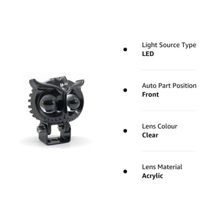 Royal Piston LED Fog Light: HJG Owl Fog Lights 12V, 40W, Dual Tone, 2-in-1 Light with Flood Light, Yellow & White. For Bike, Car, Thar, Jeep (pc) - Royal Piston