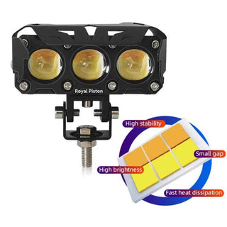 Royal Piston 3-Eye Fog Light with Switch - Mega Drive With Laser Spot Beam & Korean Led Chips Enhanced Arrival, Wider Coverage 3 Round LEDs For Bikes, Cars (6 Months Warranty)