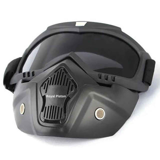 Royal Piston Motorcycle Full Face Mask Goggles Mask Motorcycle Splash & Wind Shield Outdoor Eye Protection Glasses | Eyewear Detachable Face Mask Anti Scratch (Transparent)