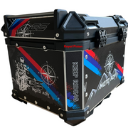 Royal Piston Graphic Motorcycle Top Box – 45L Aluminum Alloy Storage with Padded Interior | Lockable | Weatherproof | Universal Fit for Touring Bikes