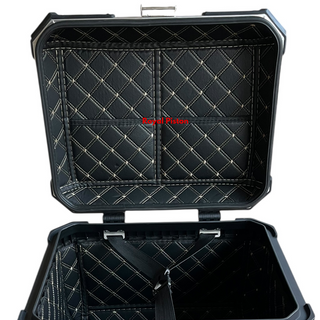 Royal Piston Graphic Motorcycle Top Box – 45L Aluminum Alloy Storage with Padded Interior | Lockable | Weatherproof | Universal Fit for Touring Bikes - Royal Piston