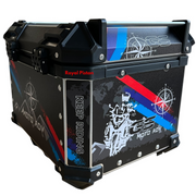 Royal Piston Graphic Motorcycle Top Box – 45L Aluminum Alloy Storage with Padded Interior | Lockable | Weatherproof | Universal Fit for Touring Bikes