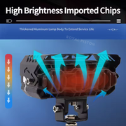 Royal Piston LED Fog Light For Bike | 120W Devil Eye Powerful Flood Lamp | August 2024 Edition with Full Harness Kit & Switch | Fog Lamp for Bike/Car/Jeep (Wider Throw) (4 Lens)