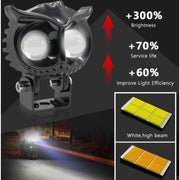 Royal Piston™ HJG Owl Flashing Fog Lights: All-in-One! 2-in-1 Spot & Flood with Original Laser Fog in Yellow & White. For Bike/Car/Thar/Jeep, 2pc