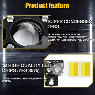 Royal Piston HJG 2-in-1 LED Fog Lights (120W, White + Red + Yellow, Laser) - Universal Fit for Bikes, Cars, Thar, Jeep (Pack of 2)