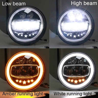 Royal Piston 90W Star Waterproof IP67 7inch Car/Bike Work Light 90W High/Low + DRL Beam LED Headlight (Original HJG- 1pc)